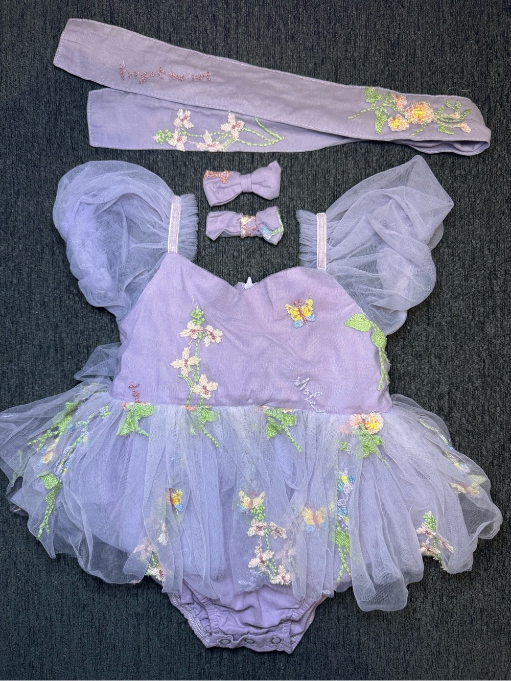 Arabella & Rose Cupcake Lavender Baby Girl Tulle Party Romper size 1